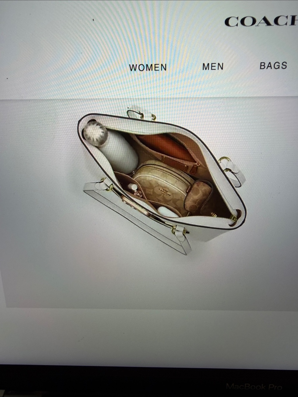 NWT Coach Station Tote Leather Gold/Chalk Beautiful Multi function pockets - Picture 16 of 16